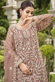 Chikoo Color Net Fabric Lovely Function Wear Palazzo Suit.