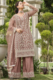 Chikoo Color Net Fabric Lovely Function Wear Palazzo Suit.