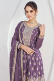 Eugeniya Belousova Trendy Art Silk Fabric Lavender Color Readymade Palazzo Suit.