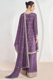 Eugeniya Belousova Trendy Art Silk Fabric Lavender Color Readymade Palazzo Suit.