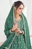 Eugeniya Belousova Sea Green Color Exquisite Readymade Palazzo Suit In Art Silk Fabric.