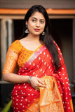 Alluring Red Color Bandhani Style Printed Art Silk Saree.
