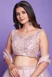 Embroidered Peach Color Wedding Wear Fancy Readymade Lehenga Choli In Silk Fabric.