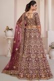 Wedding Wear Red Net Fabric Lehenga Choli With Embroidery Work.