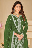 Alluring Green Color Art Silk Fabric Sangeet Function Palazzo Suit.