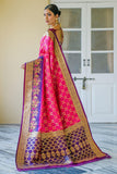 Banarasi Silk Rani Color Weaving Work Festive Wear Saree.