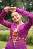 Beguiling Laheriya Printed Kutchi Patch Work Purple Kurti - women's fashion mart