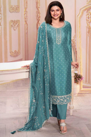 Prachi Desai Sky Blue Color Georgette Silk Classic Salwar Suit - women's fashion mart