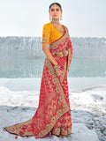 Ravishing Red Georgette Bandhni Patola With Zari Weaved Saree - women's fashion mart