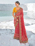 Ravishing Red Georgette Bandhni Patola With Zari Weaved Saree - women's fashion mart