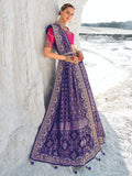 Pristine Purple Georgette Bandhni Patola With Zari Weaved Saree - women's fashion mart