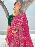 Precious Pink Georgette Bandhni Patola With Zari Weaved Saree - women's fashion mart