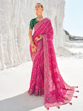 Breathtaking Pink Georgette Zari Weaved Bandhni Patola Saree - women's fashion mart