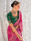 Breathtaking Pink Georgette Zari Weaved Bandhni Patola Saree - women's fashion mart