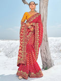 Exquisite Red Georgette Zari Weaved Bandhni Patola Saree - women's fashion mart