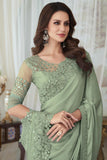 Art Silk Fabric Function Wear Saree In Sea Green.