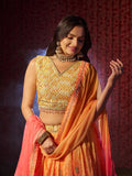 Gorgeous Orange Printed or Embroidered Organza Lehenga Choli - women's fashion mart