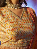Gorgeous Orange Printed or Embroidered Organza Lehenga Choli - women's fashion mart
