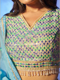 Breathtaking Blue Printed or Embroidered Organza Lehenga Choli - women's fashion mart
