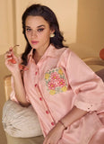 Pink Floral Embroidered Pure Silk Designer Co-Ord Set - women's fashion mart