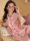 Pink Floral Embroidered Pure Silk Designer Co-Ord Set - women's fashion mart