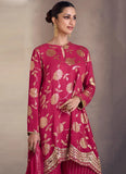 Magenta Premium Silk Sharara Suit with Thread and Sequins Detail - women's fashion mart