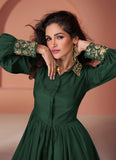 Green Pure Silk Sequins Zardosi Woked Partywear Co-Ord Set - women's fashion mart