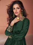 Green Pure Silk Sequins Zardosi Woked Partywear Co-Ord Set - women's fashion mart