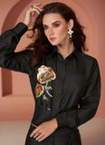 Exclusive Black Pure Silk Sequns Worked Co-Ord Set - women's fashion mart