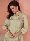 Pastel Green Sequins Emroidered Bead Worked Co-Ord Set - women's fashion mart
