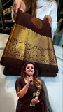 Belgium Dark Chocolate Color Kanjivaram Soft Silk Saree  women's fashion mart
