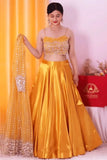 Trendy Yellow Crop Top Lehenga With Shrug 2024 -Lehenga Yellow women's fashion mart