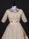 Cream Color Sequins Embroidery Work Georgette Lehenga Choli Set