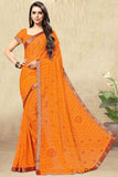 Chiffon Mustard Color Regular Wear Bandhani Print Saree.
