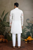 Designer White Silk printed kurta for men
