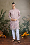 Designer Peach Viscose Silk fancy kurtas for men