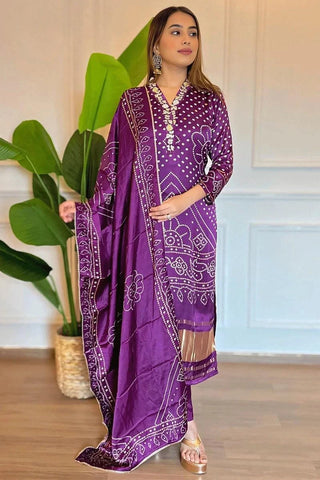 Designer Purple Bandhani Print Kurti For Women  women's fashion mart