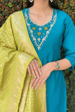 Teal Blue Designer Kurti Set for Summer  women's fashion mart