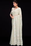 Beige Sequins Work Georgette Saree For Wedding Wear.