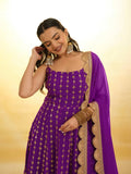 Elegant Purple Embroidered Georgette Anarkali Salwar Suit - women's fashion mart