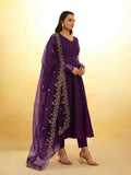 Gorgeous Wine Embroidered Organza Salwar Suit - women's fashion mart