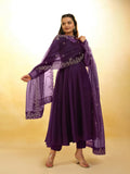 Gorgeous Wine Embroidered Organza Salwar Suit - women's fashion mart