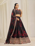 Black Organza Zari Dori Sequins Floral Lehenga Choli Set - women's fashion mart