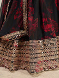 Black Organza Zari Dori Sequins Floral Lehenga Choli Set - women's fashion mart