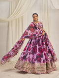Baby Pink Organza Zari Dori Sequins Floral Lehenga Choli Set - women's fashion mart
