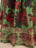 Parrot Green Organza Zari Dori Sequins Floral Lehenga Choli Set - women's fashion mart