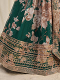 Dark Green Organza Zari Dori Sequins Floral Lehenga Choli Set - women's fashion mart