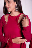 Red Georgette Fancy Neck Styled Fully Stitched Designer Gown - women's fashion mart