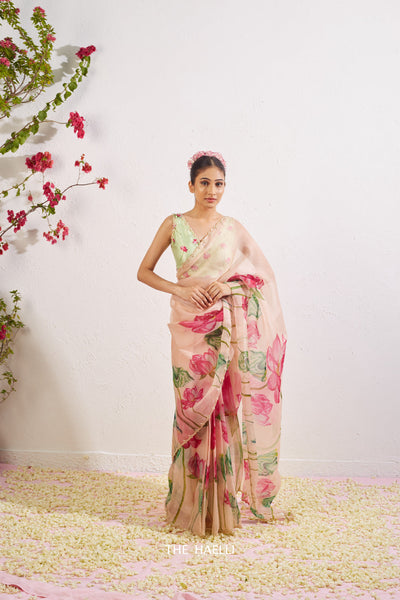 Kumud Blush Organza Silk Saree  women's fashion mart