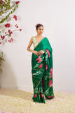 Kumud Green Satin Silk Saree  women's fashion mart